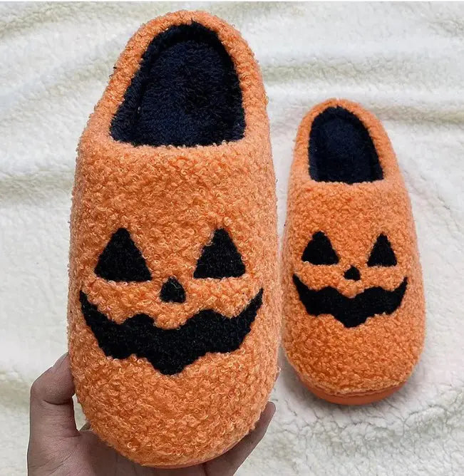 Pumpkin Face Indoor Halloween Slippers