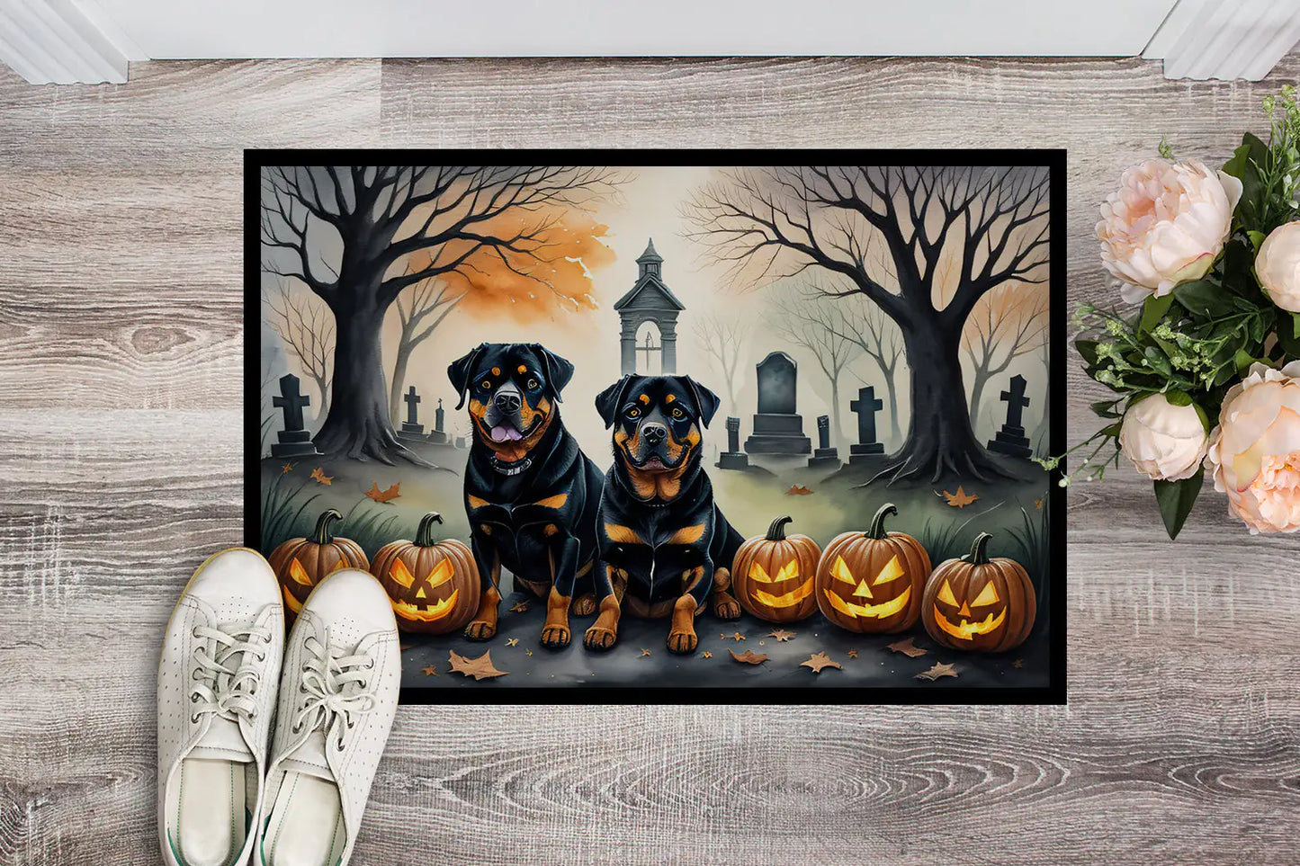Rottweiler Spooky Halloween Doormat