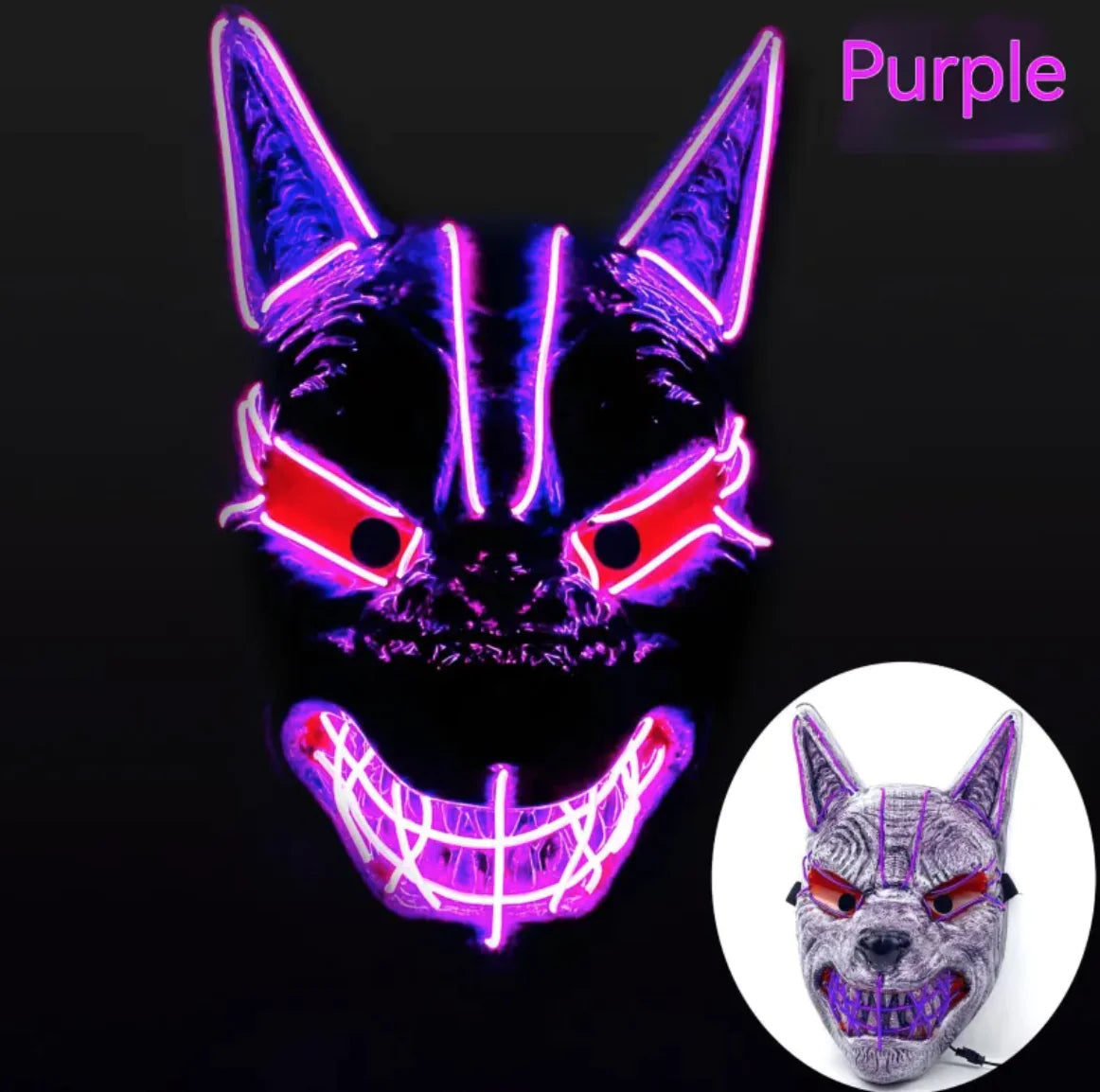 LED Luminous Fox Mask Halloween Costume Accessory