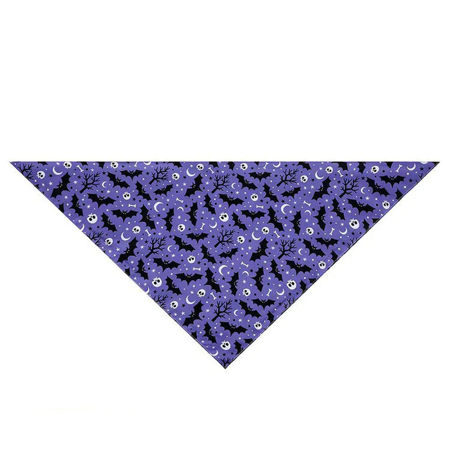 purple Halloween bandana with bats, ghosts and trees for pets 2025