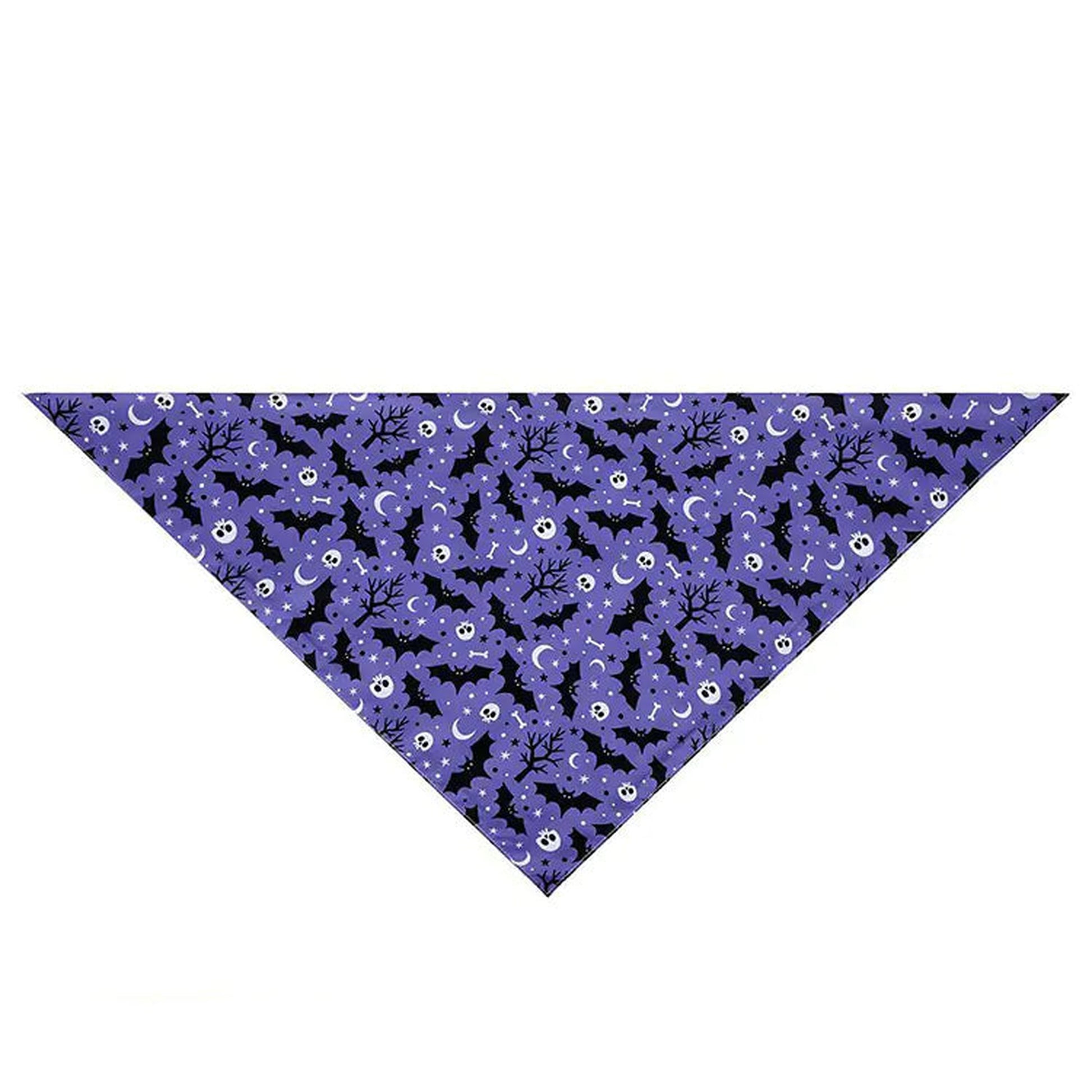 purple Halloween bandana with bats, ghosts and trees for pets 2025