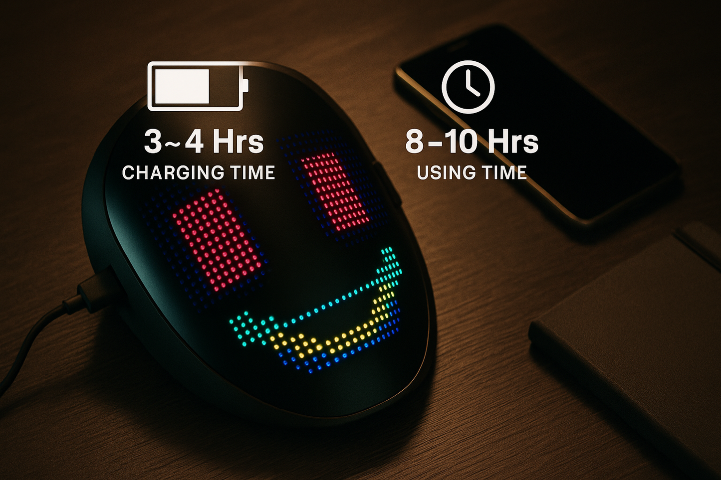 Programmable LED Face Mask – Light-Up Halloween & Party Mask