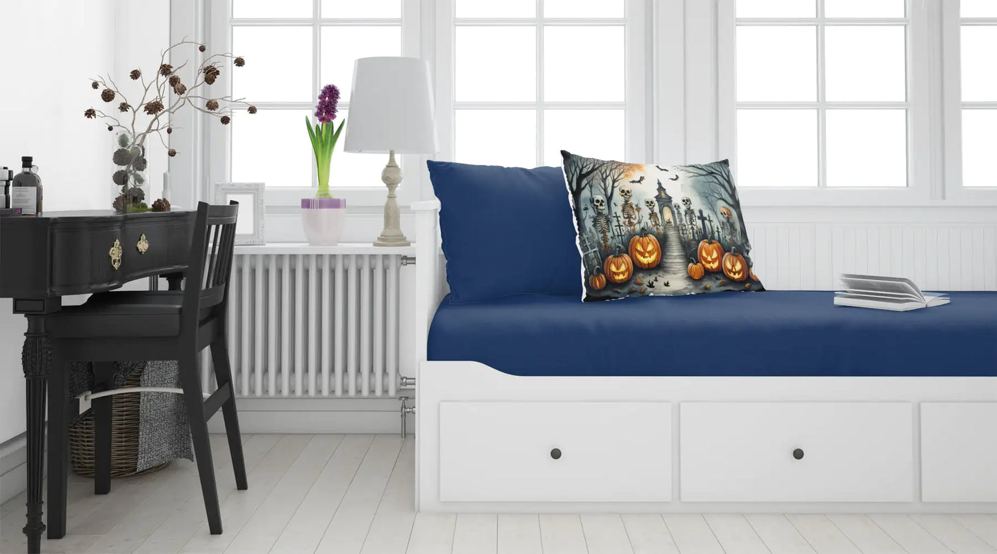 Skeleton Pumpkin Graveyard Halloween Pillowcase – Spooky Decor