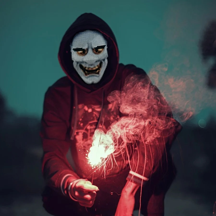 Programmable LED Face Mask – Light-Up Halloween & Party Mask