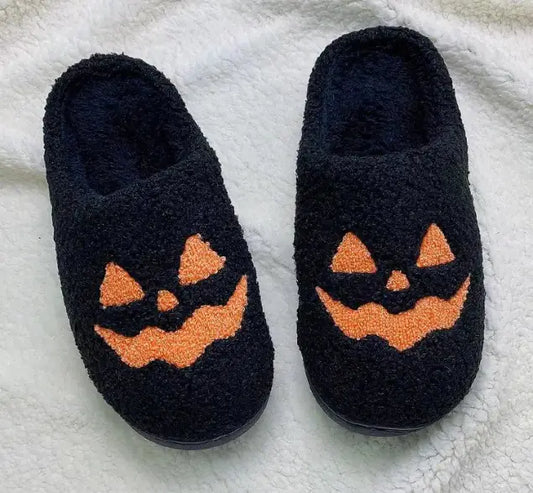 Pumpkin Face Indoor Halloween Slippers