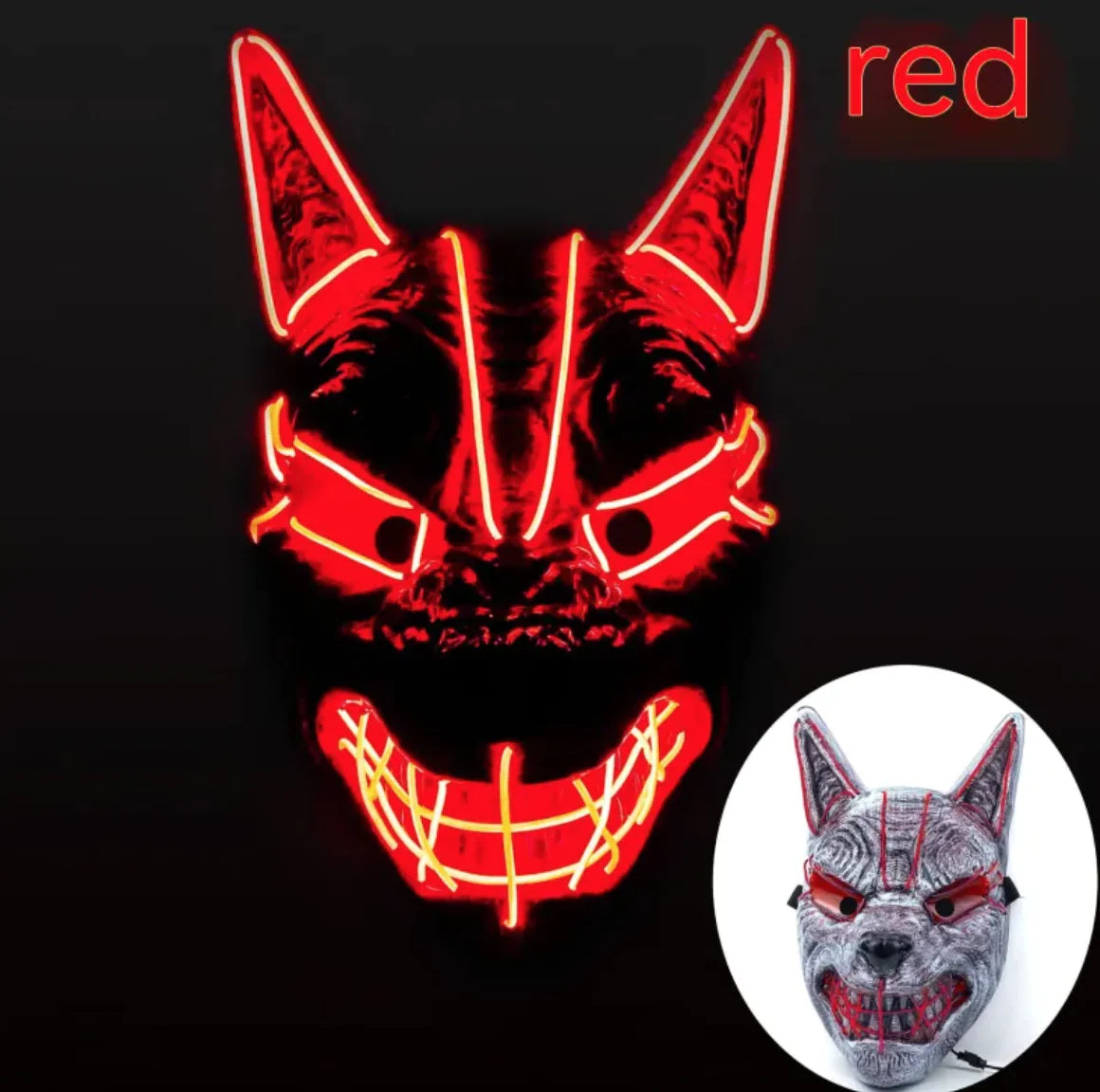 LED Luminous Fox Mask Halloween Costume Accessory