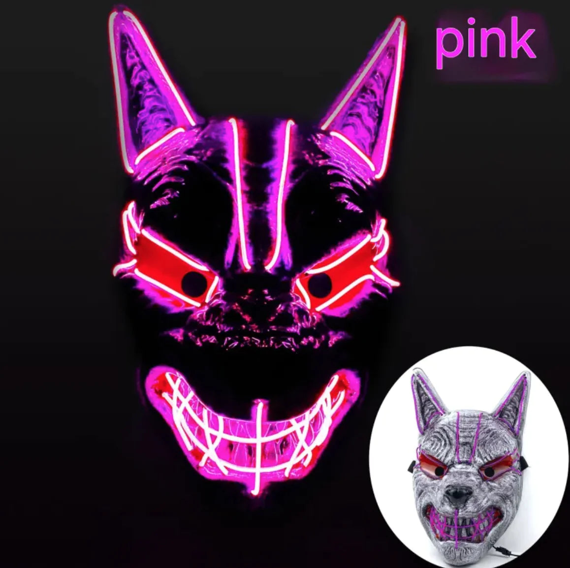 LED Luminous Fox Mask Halloween Costume Accessory