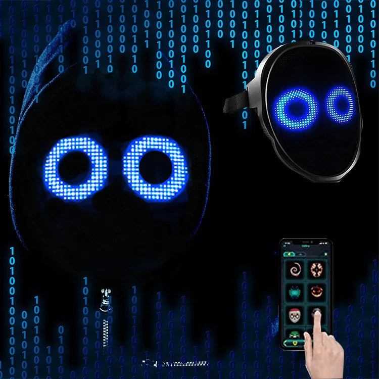 Programmable LED Face Mask – Light-Up Halloween & Party Mask