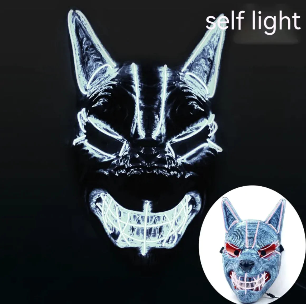 LED Luminous Fox Mask Halloween Costume Accessory