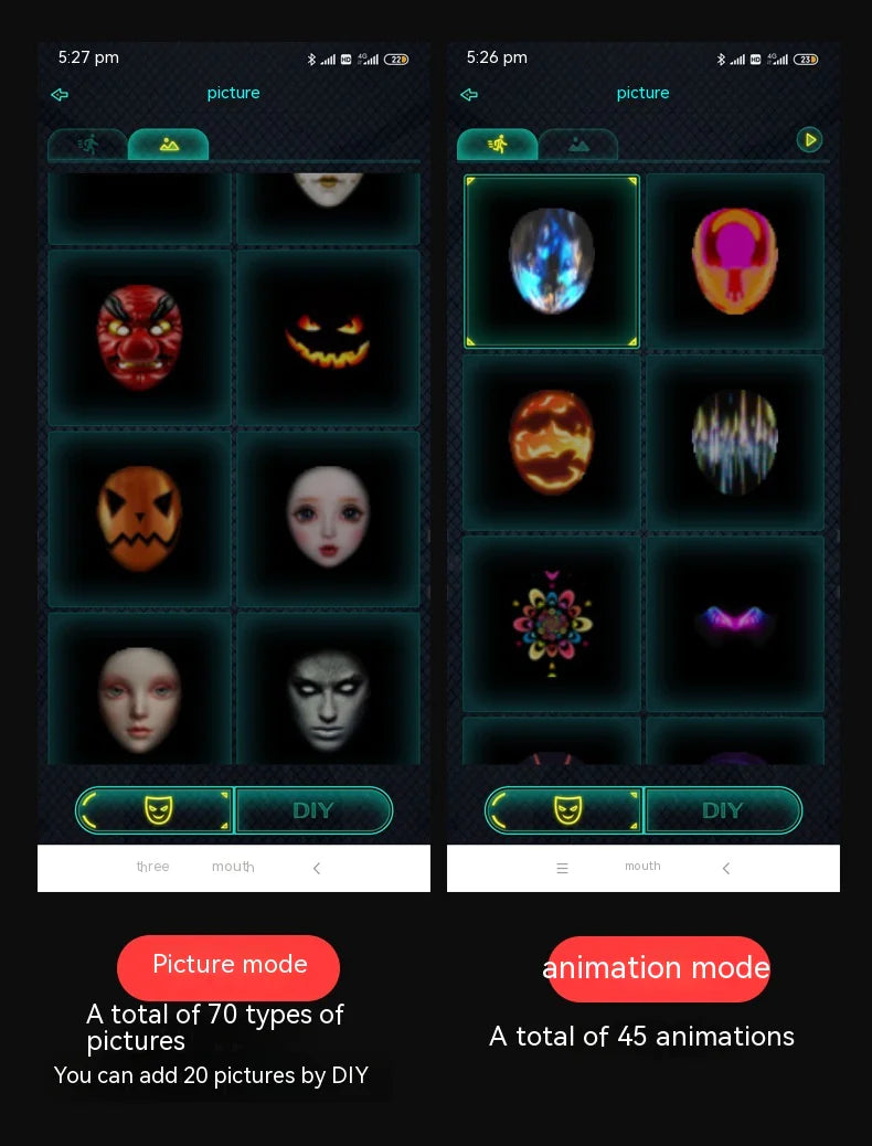 Programmable LED Face Mask – Light-Up Mask for Halloween & Parties