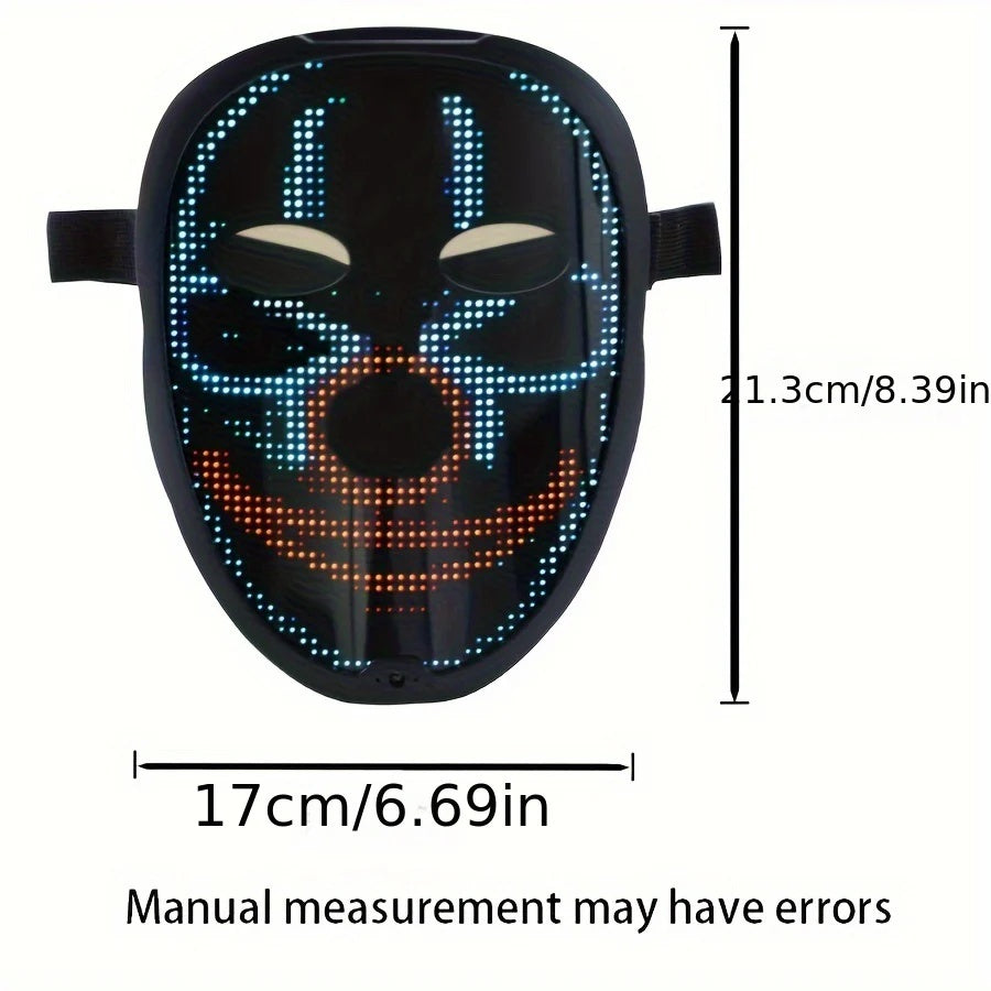Programmable LED Face Mask – Light-Up Halloween & Party Mask