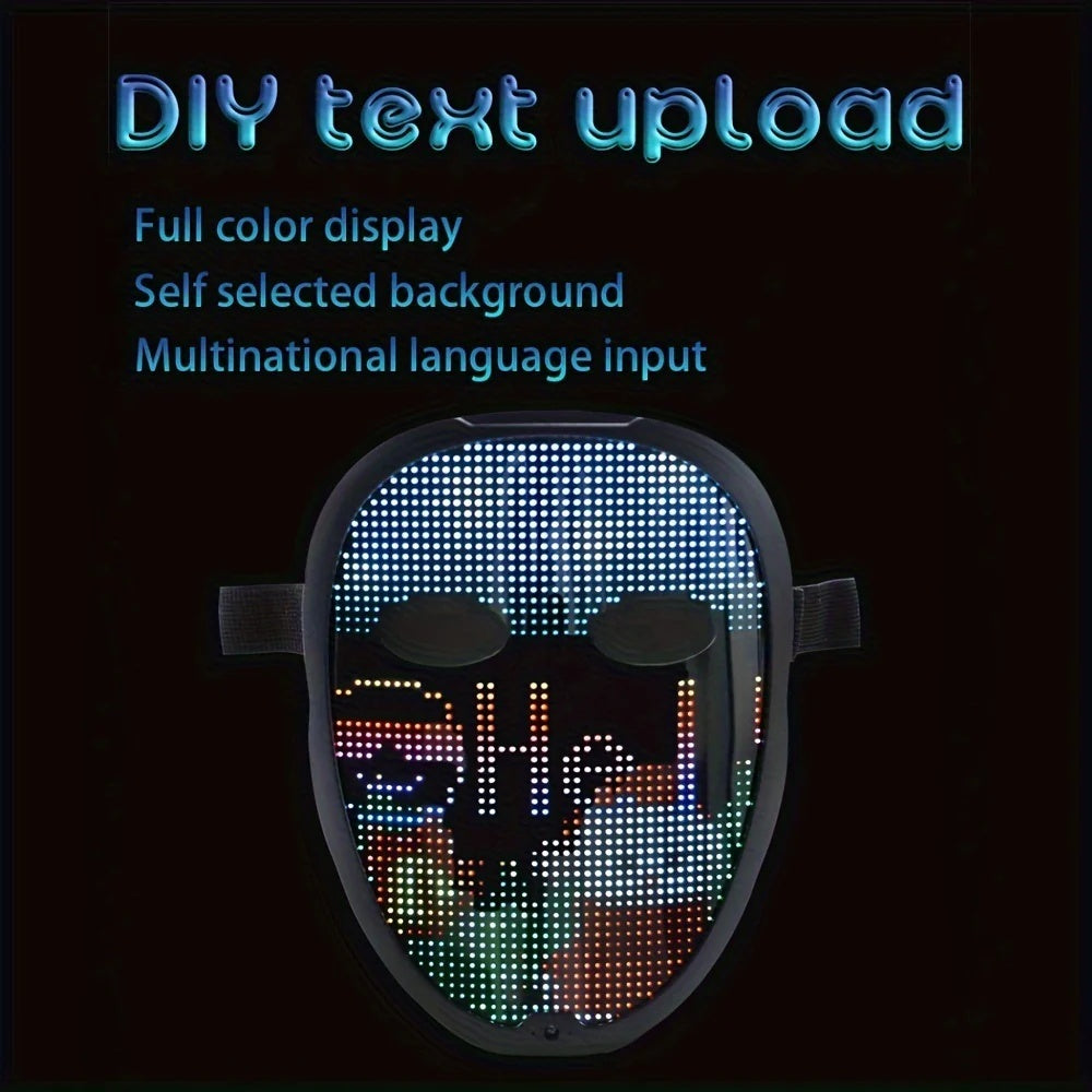Programmable LED Face Mask – Light-Up Halloween & Party Mask
