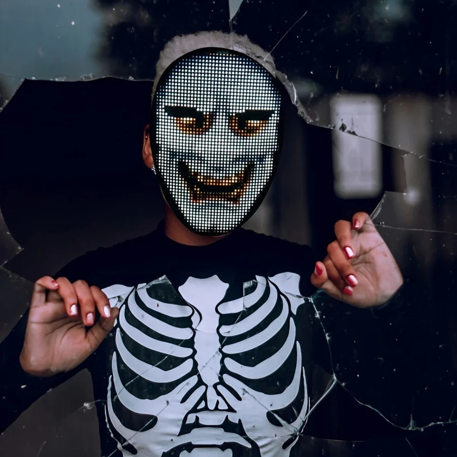 Programmable LED Face Mask – Light-Up Halloween & Party Mask