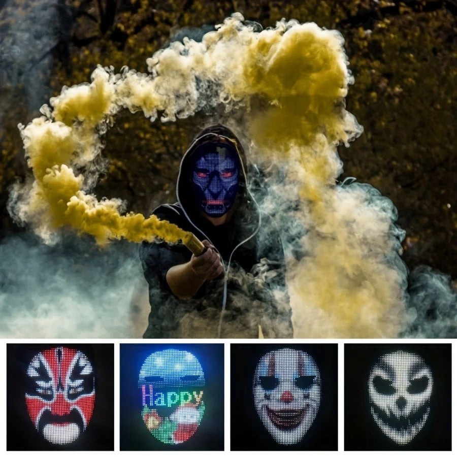 Programmable LED Face Mask – Light-Up Halloween & Party Mask
