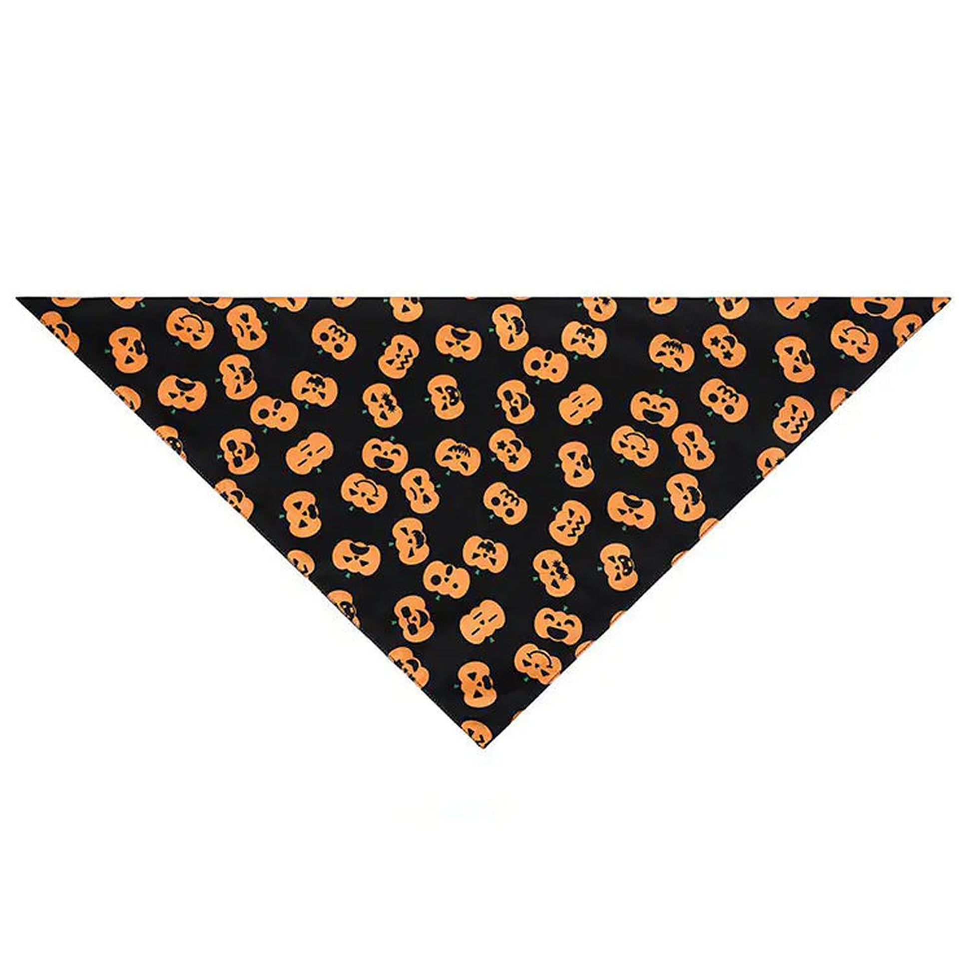 Halloween bandana with orange pumpkins on black background for pets 2025