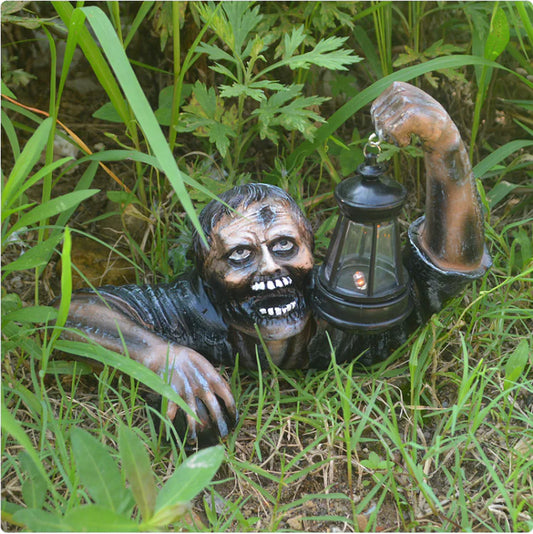 Zombie Halloween Lantern with Flickering Light
