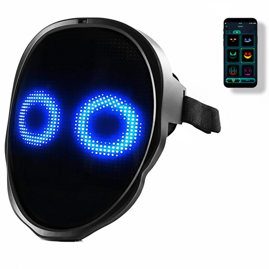 Programmable LED Face Mask – Light-Up Halloween & Party Mask