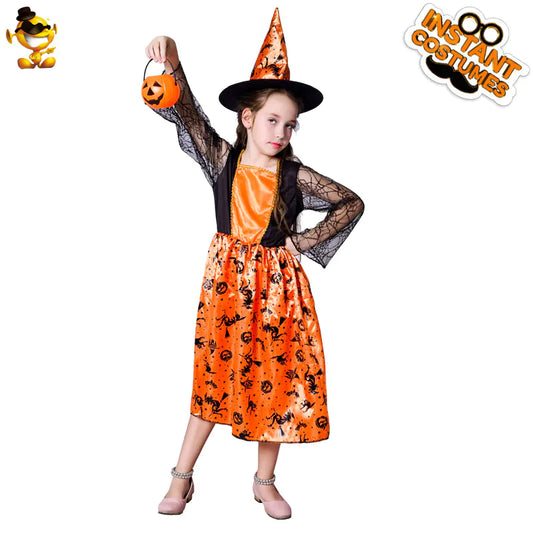 Halloween Pumpkin Witch Costume for Girls