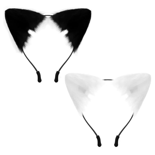 Cat Ears Headband Halloween Headbands Animal Ears Headband Adult Cat Ears Halloween Cosplay Headwear Halloween Furry Wolf Fox Ears Headband Halloween Cat Costumes Cosplay Party for Women