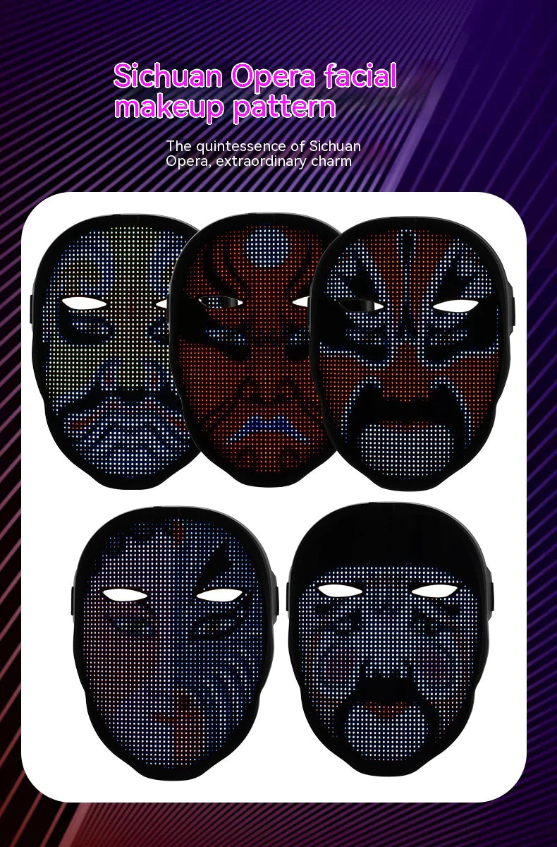 Programmable LED Face Mask – Light-Up Halloween & Party Mask